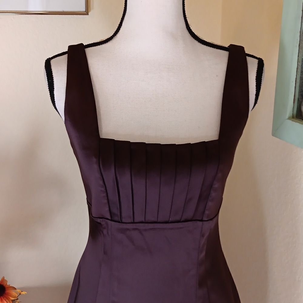 Calvin Klein Chocolate Brown Stretch Satin Dress - Picture 2 of 11